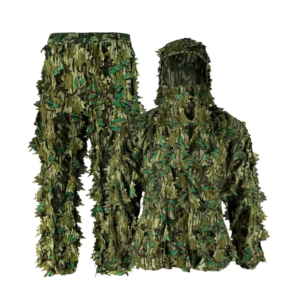 Titan 3D Outfitter Series Leafy Suit in Mossy Oak Greenleaf camouflage, size S-M, featuring realistic leafy camouflage design.