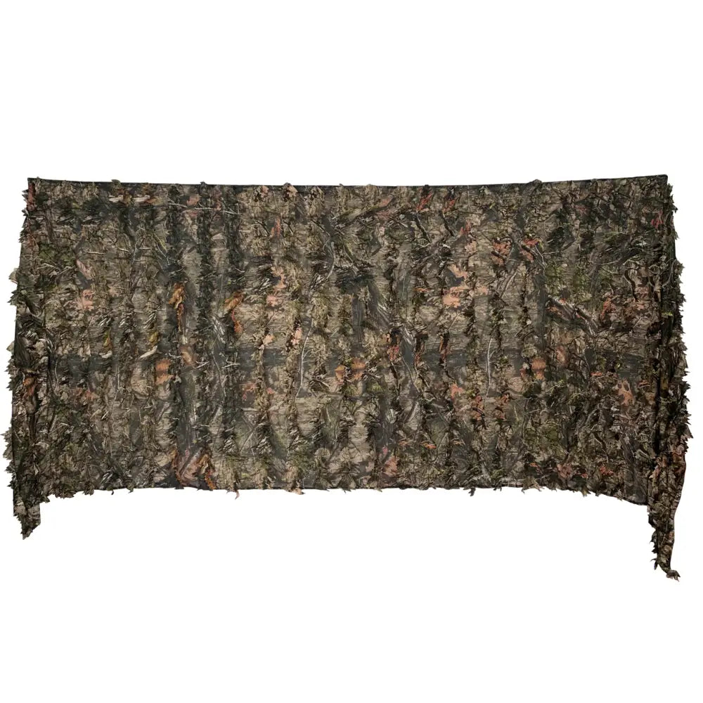 Titan 3D Mossy Oak blinds and blankets, featuring leafy camouflage design, ideal for outdoor or cozy indoor use.