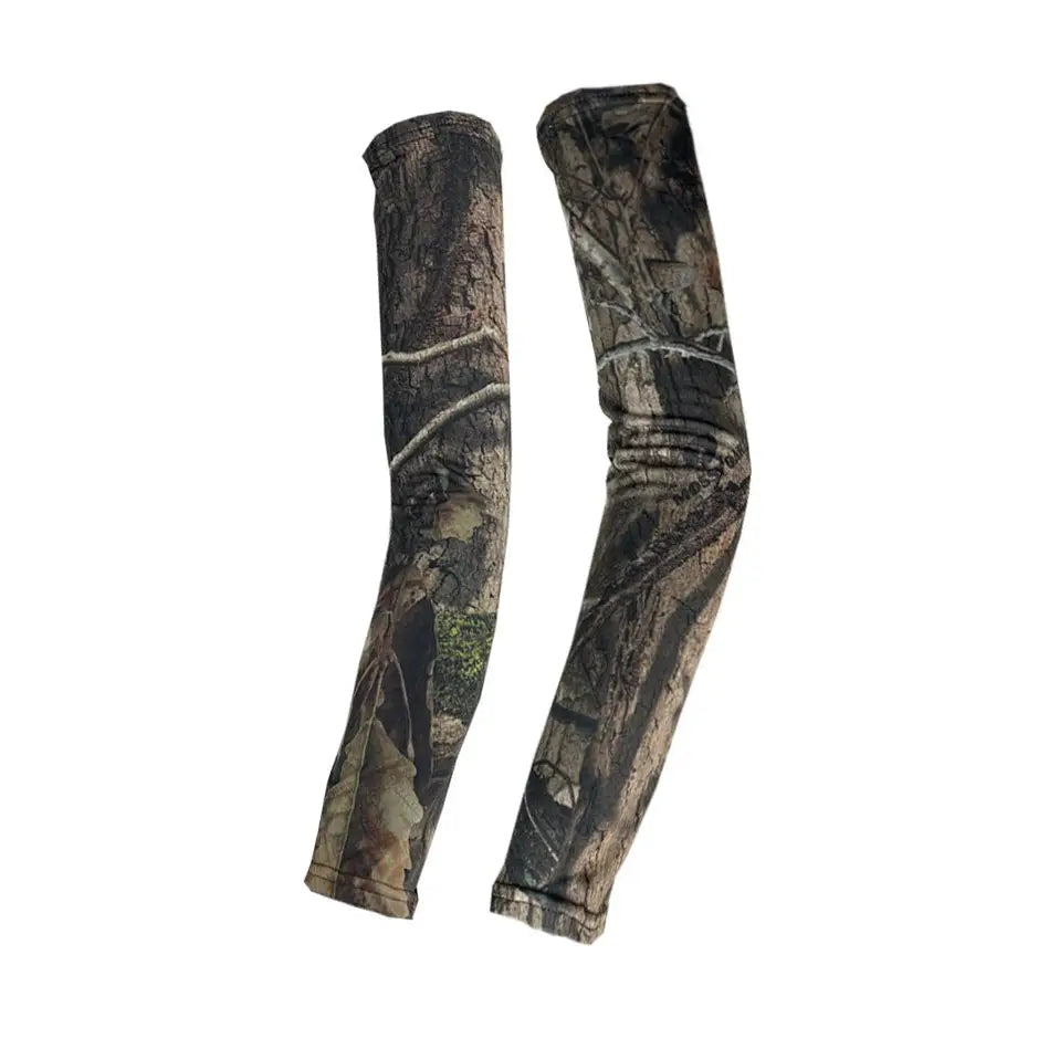 Mossy oak bow sleeves by Titan 3D, leaf pattern, large size, designed for outdoor or hunting apparel, featuring detailed leaf design.