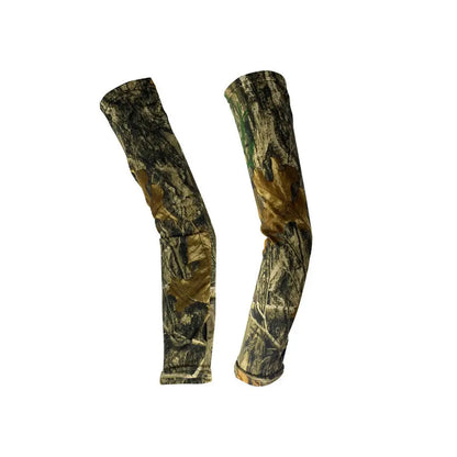 Real tree-edge bow sleeves by Titan 3D, featuring leafy camouflage design in size L-XL, suitable for outdoor or hunting gear.