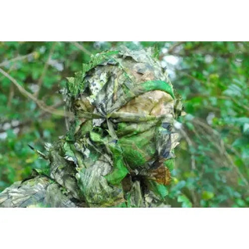 Titan 3D Realtree Timber face mask with leaf camouflage pattern, breathable fabric, designed for outdoor and tactical use.