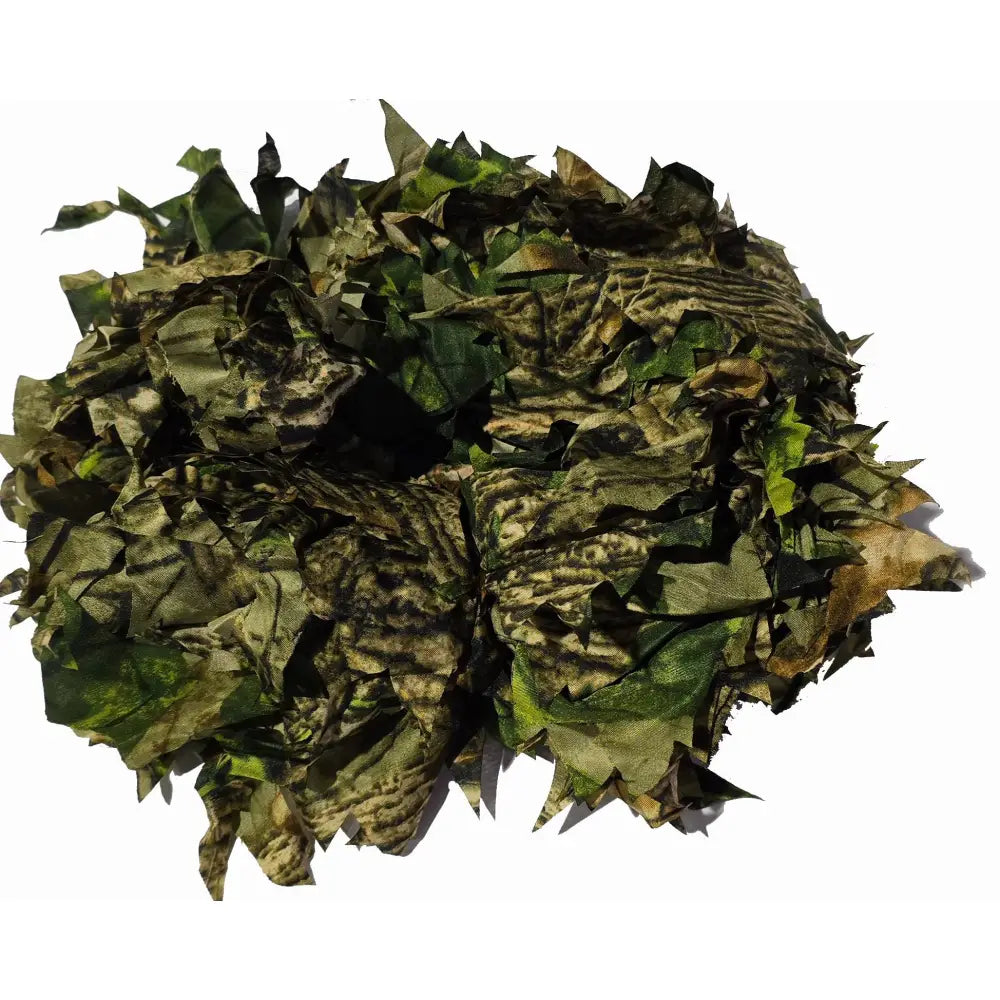 Titan 3D leafy camouflage strips in spring pattern, 20 inches long, 50-pack, with leafy green design for outdoor concealment.