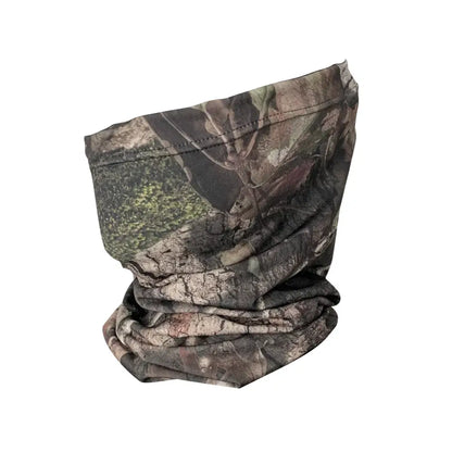Mossy Oak DNA neck gaiter by Titan 3D, a versatile fabric face covering with a leafy camouflage pattern for outdoor activities.